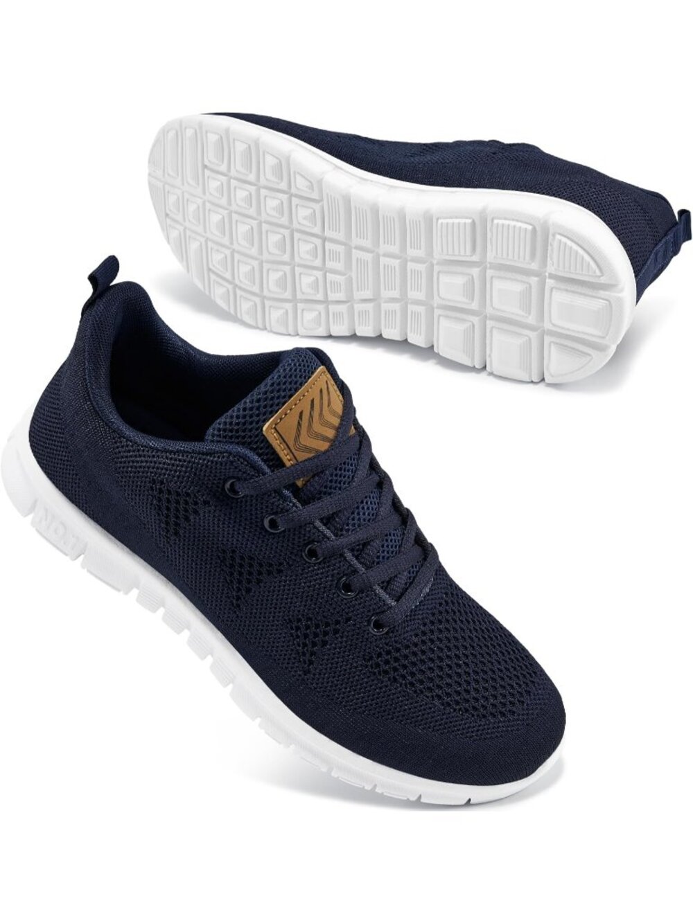 Women's Dark Blue Lightweight Non Slip Mesh Comfortable Lace Up Casual Sneakers